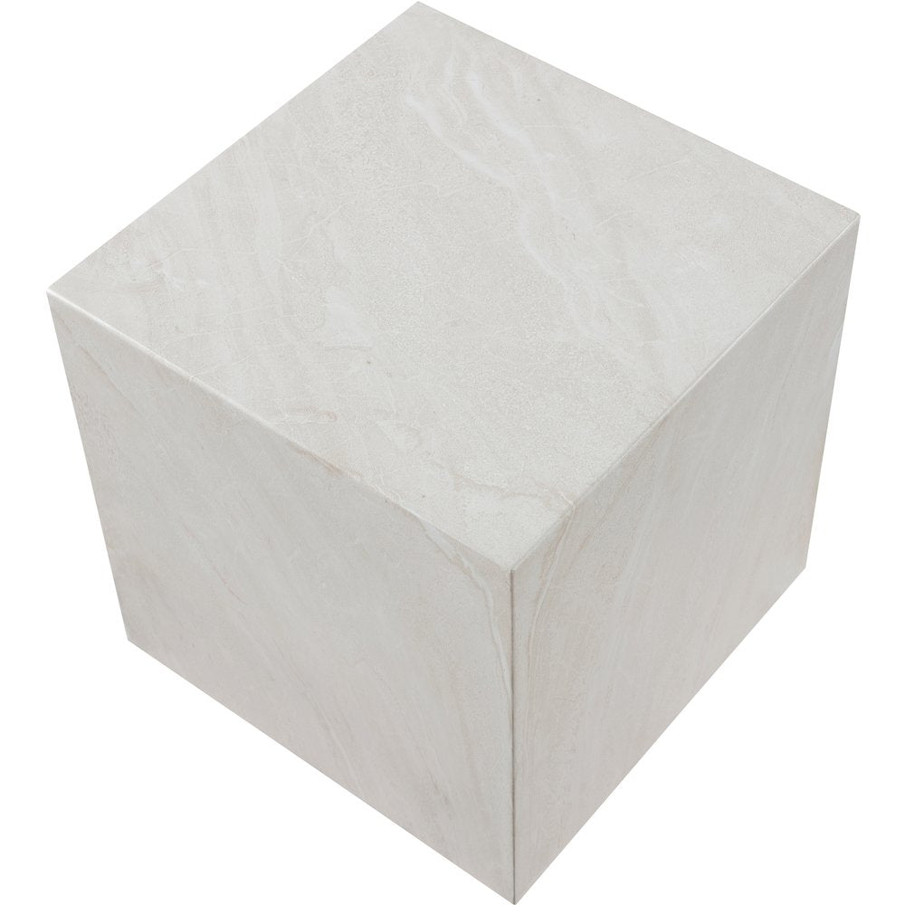 Piazza White Marble Finish Concrete End Table