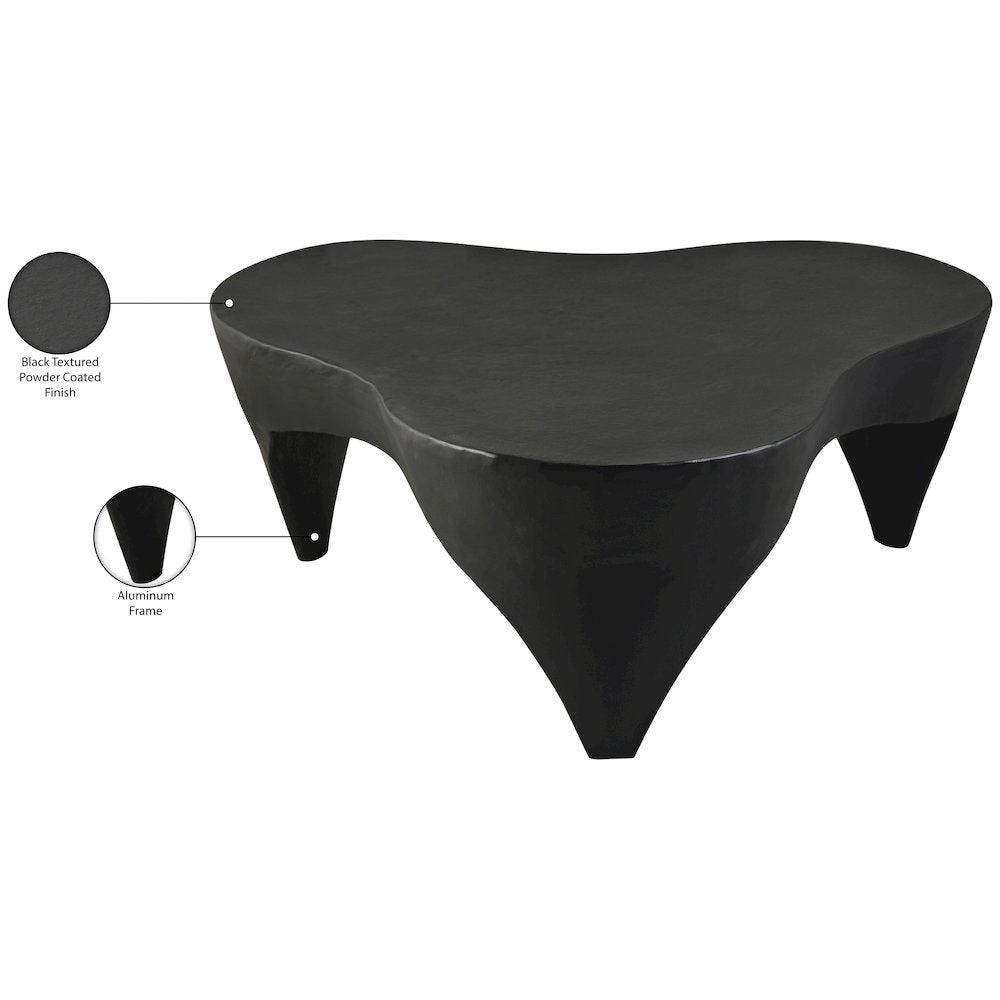 Bourges Black Aluminum Coffee Table, Black