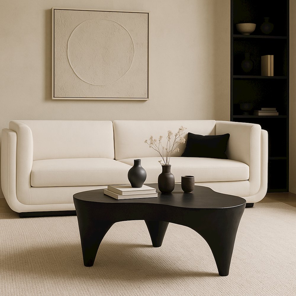 Bourges Black Aluminum Coffee Table, Black