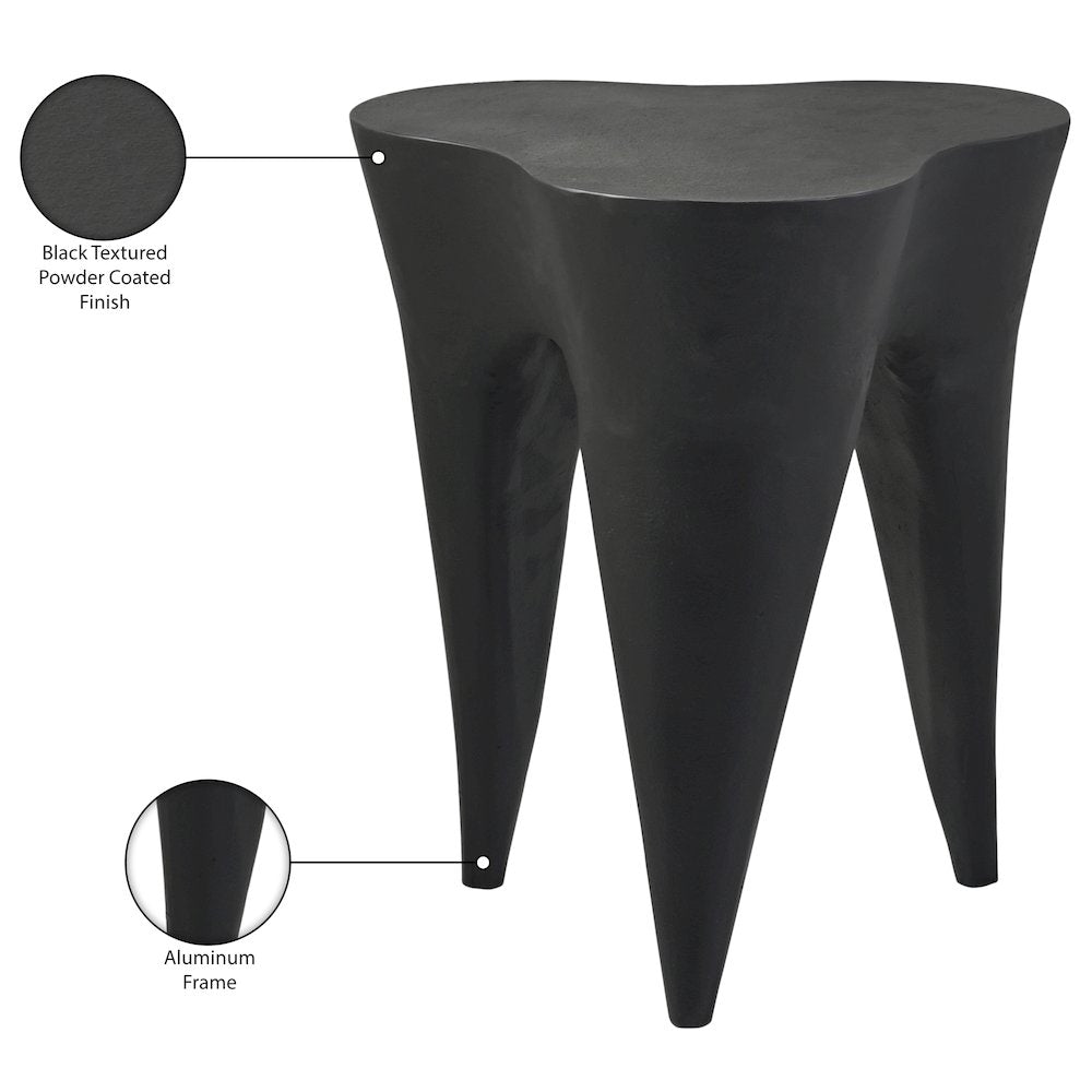 Bourges Black Aluminum End Table, Black