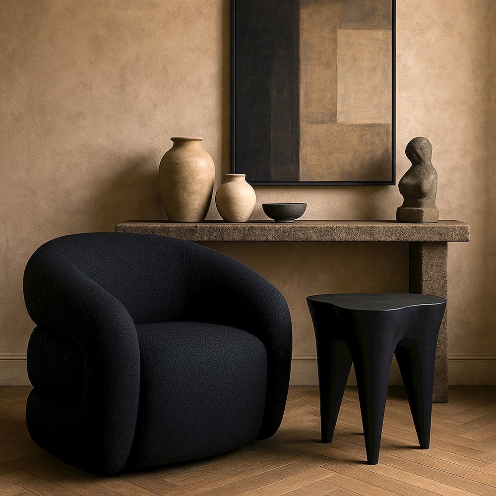 Bourges Black Aluminum End Table, Black