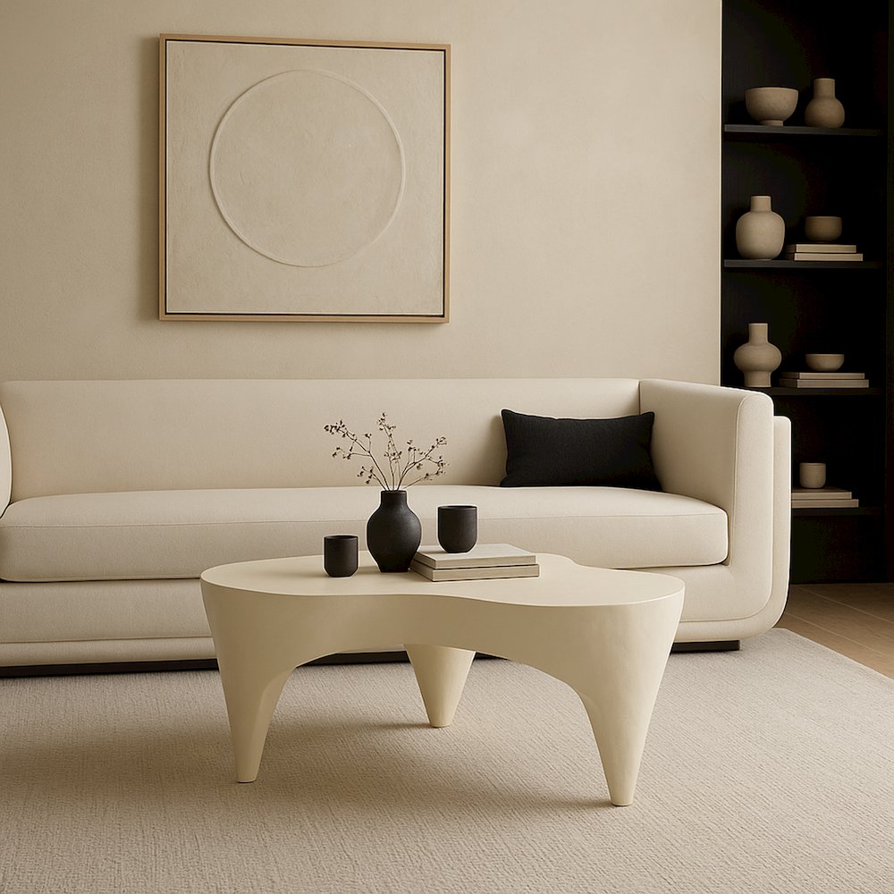 Bourges Cream Aluminum Coffee Table, Cream