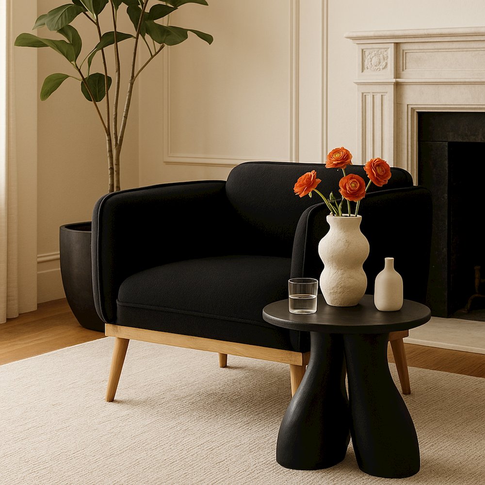 Talence Black Aluminum End Table, Black