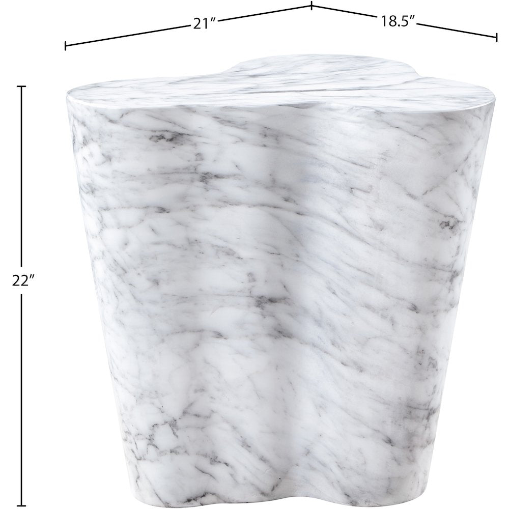 Monza White Marble Finish Concrete End Table