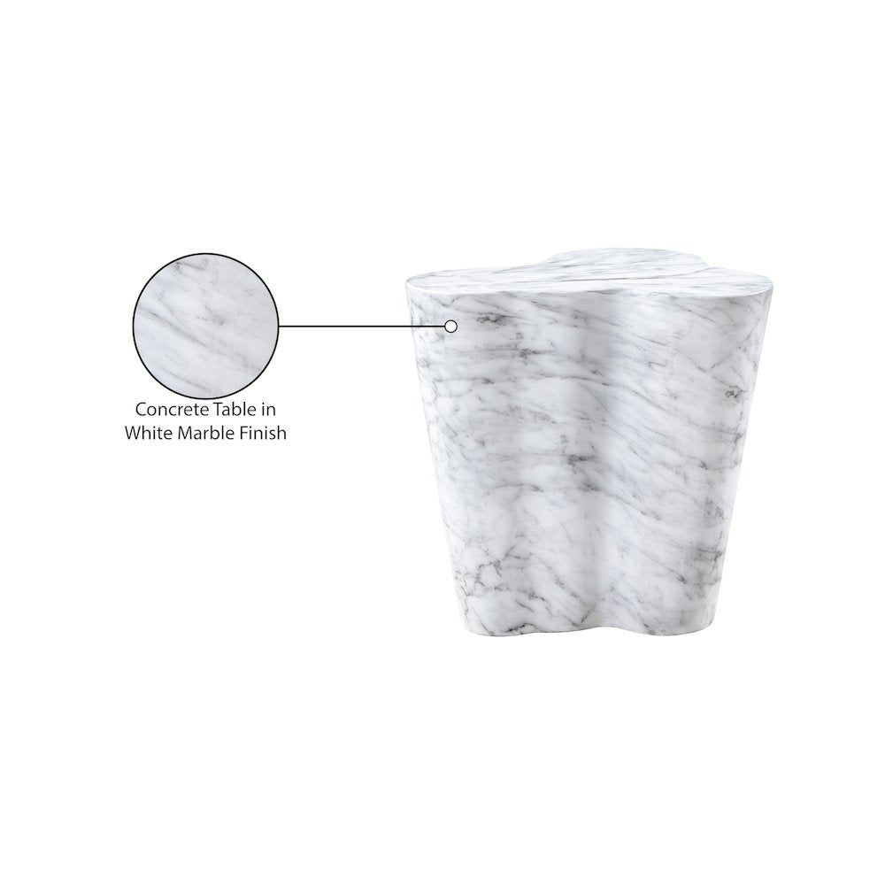 Monza White Marble Finish Concrete End Table