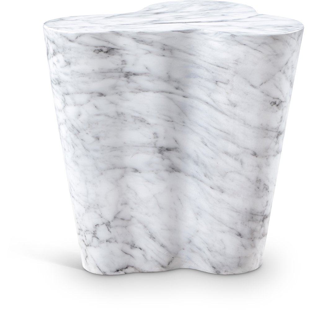 Monza White Marble Finish Concrete End Table