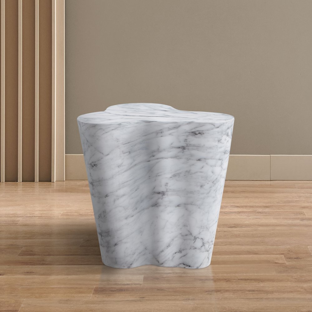 Monza White Marble Finish Concrete End Table