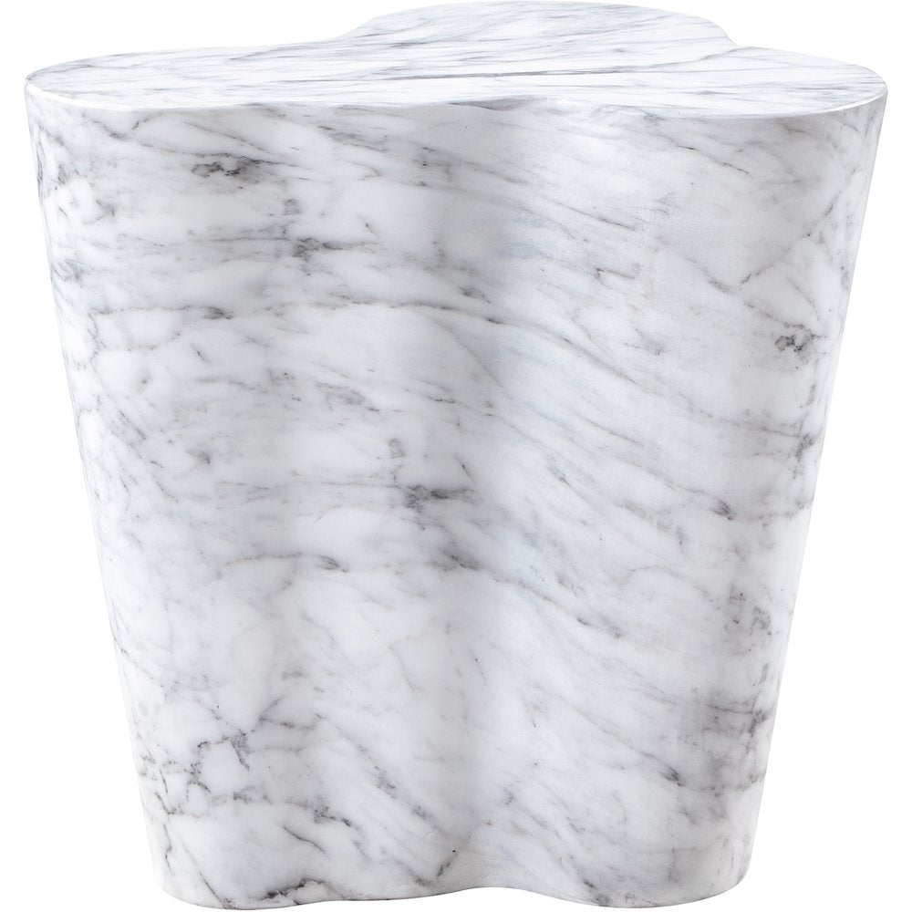 Monza White Marble Finish Concrete End Table