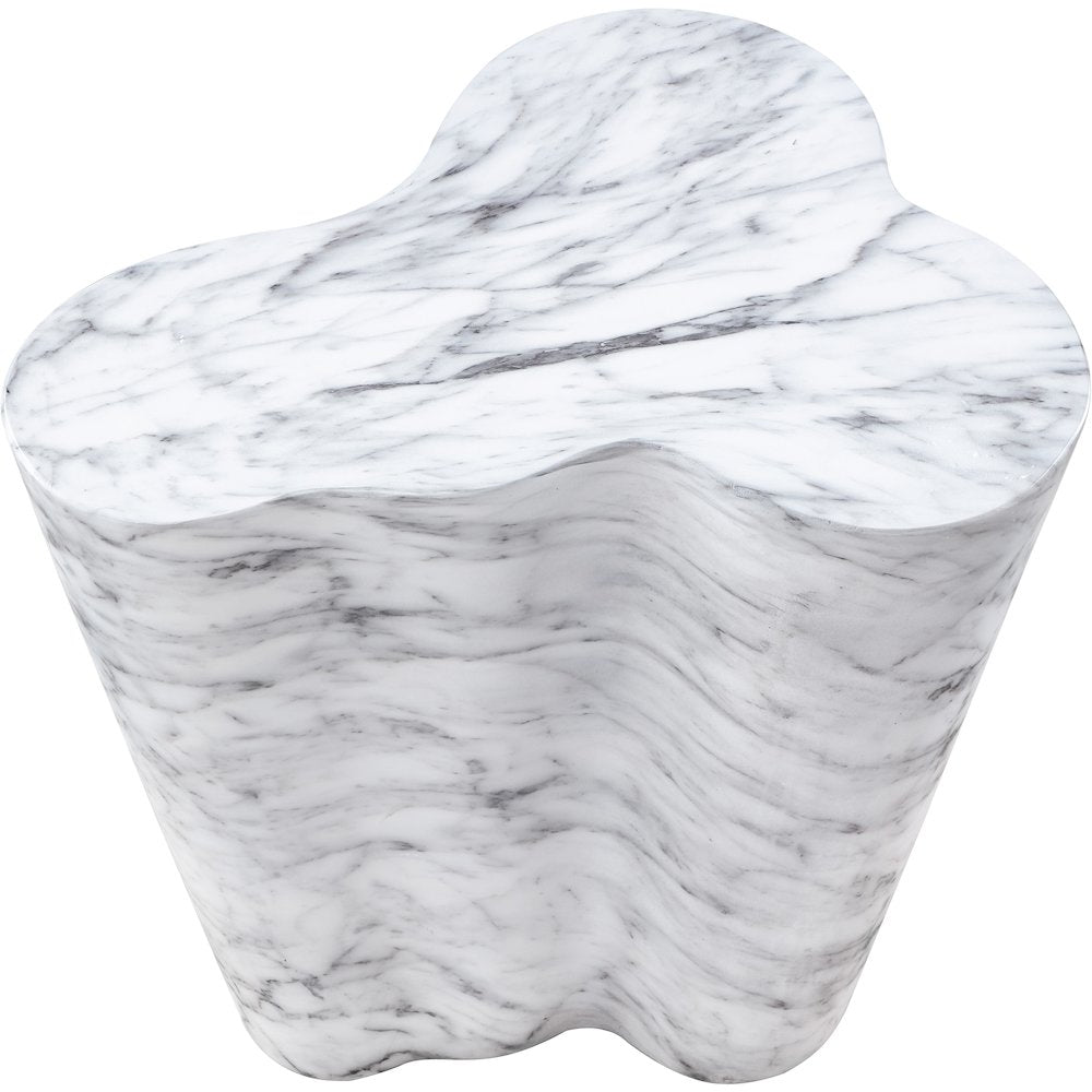 Monza White Marble Finish Concrete End Table