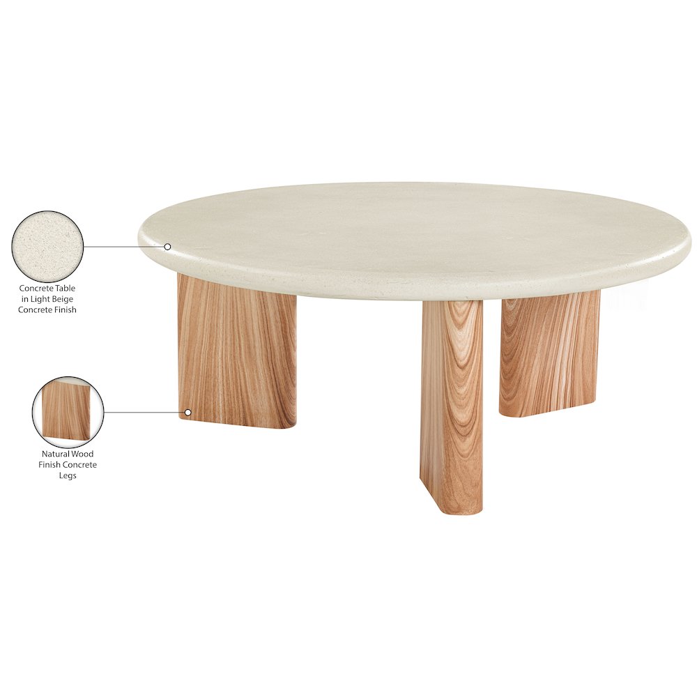 Avaya Cream / Natural Concrete And Fiberglass Indoor / Outdoor Coffee Table