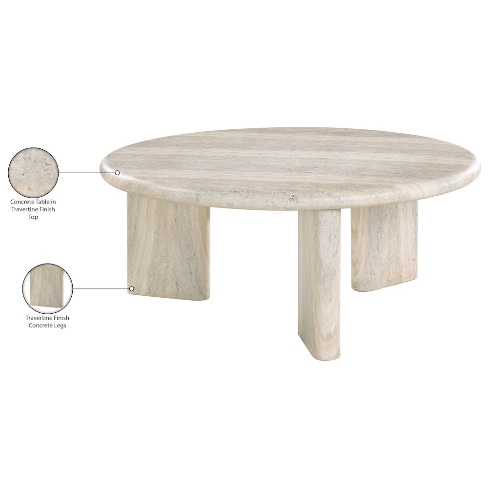 Avaya Travertine Concrete And Fiberglass Indoor / Outdoor Coffee Table
