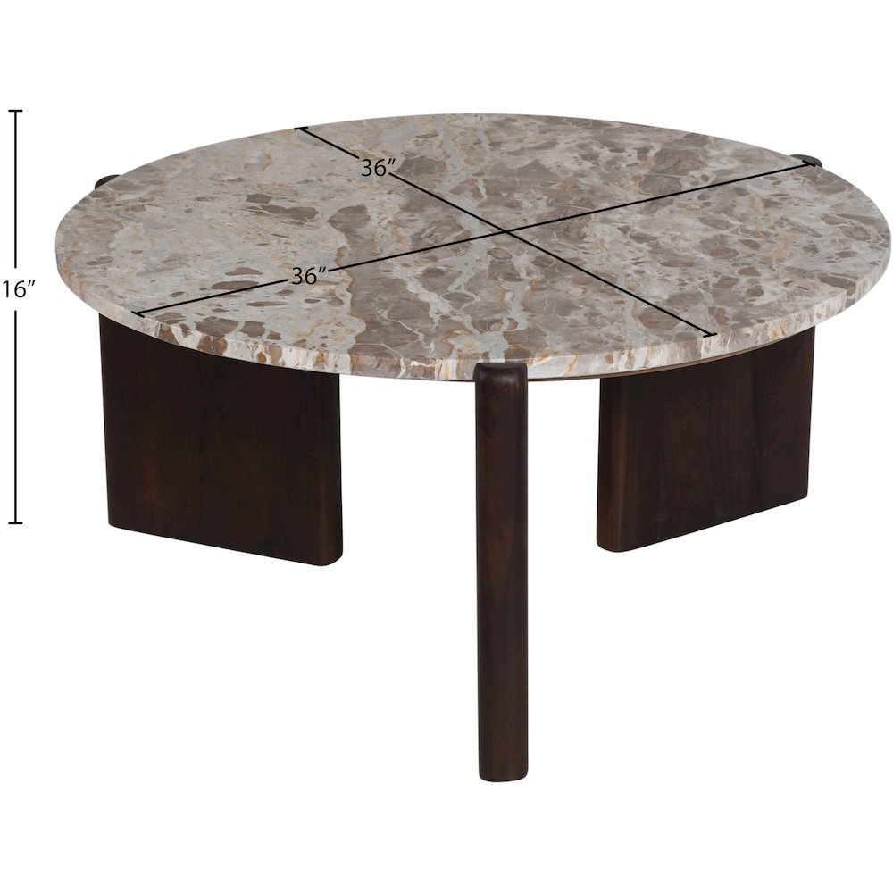 Varenna Beige Marble Top And Acacia Wood Base Coffee Table