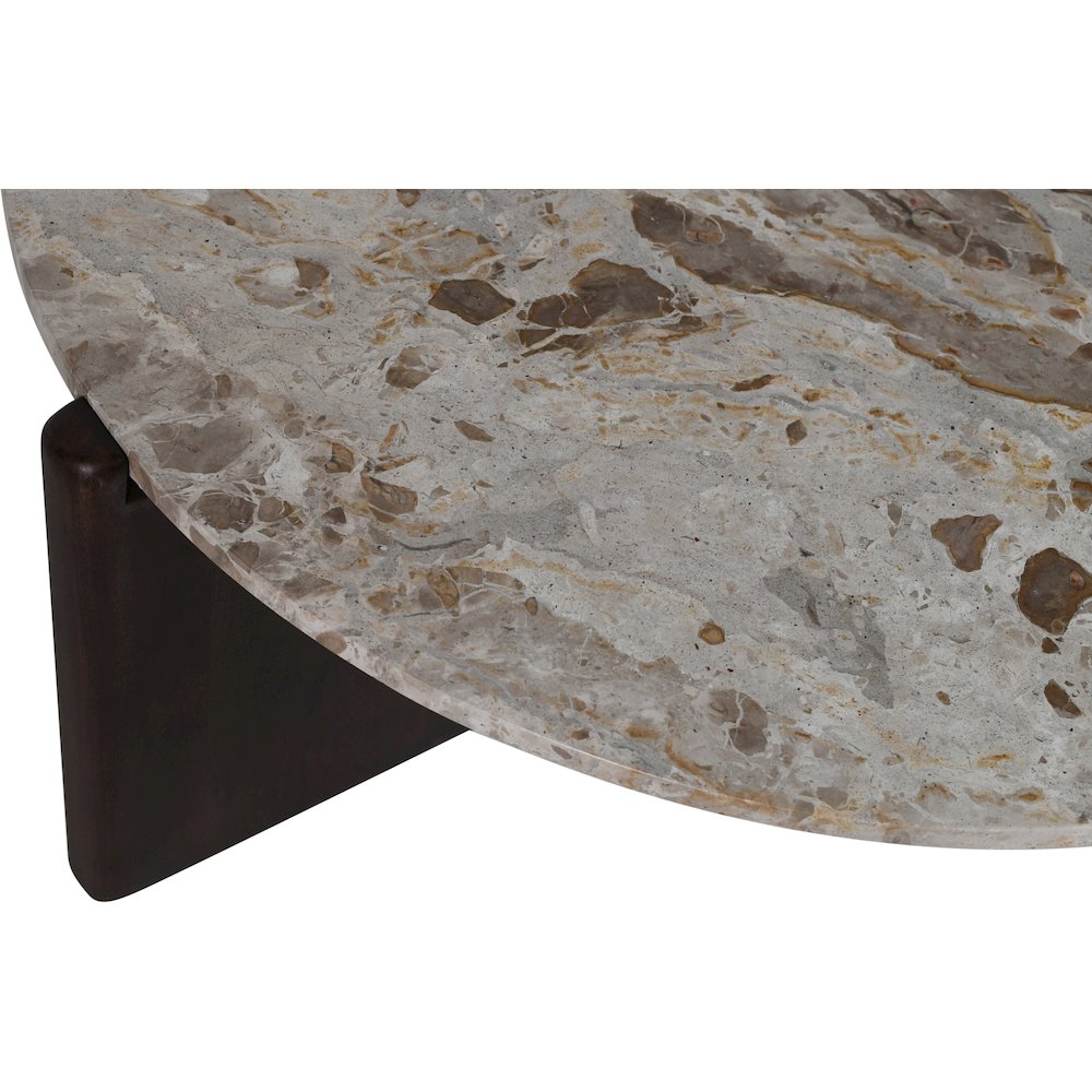 Varenna Beige Marble Top And Acacia Wood Base Coffee Table