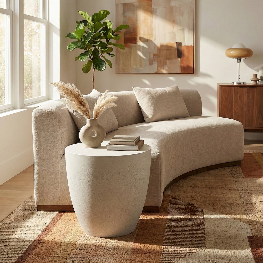 Reggio White Concrete Indoor/Outdoor End Table