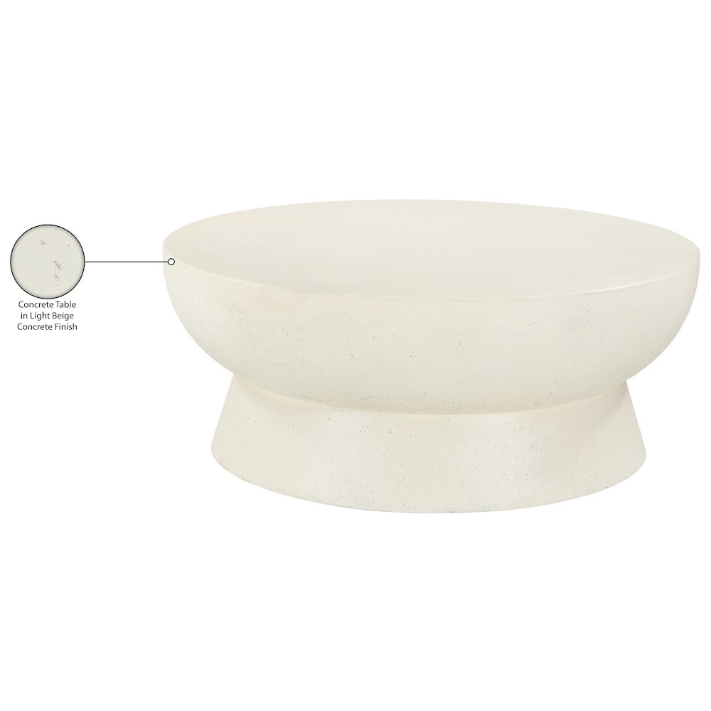 Avaya Cream Concrete And Fiberglass Indoor / Outdoor Coffee Table