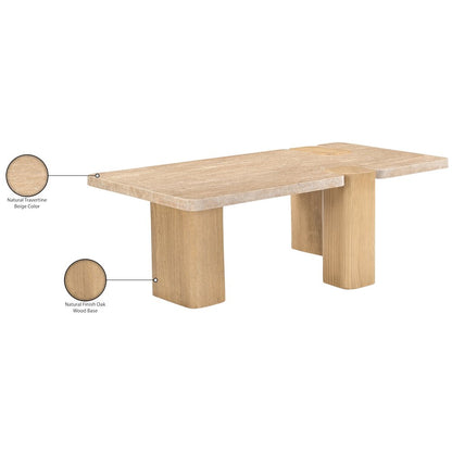 Ravenna Natural Genuine Travertine and Oak Wood Coffee Table