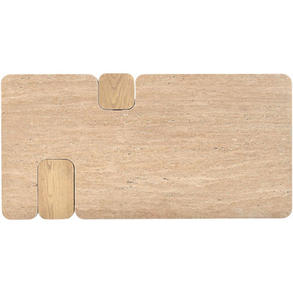 Ravenna Natural Genuine Travertine and Oak Wood Coffee Table