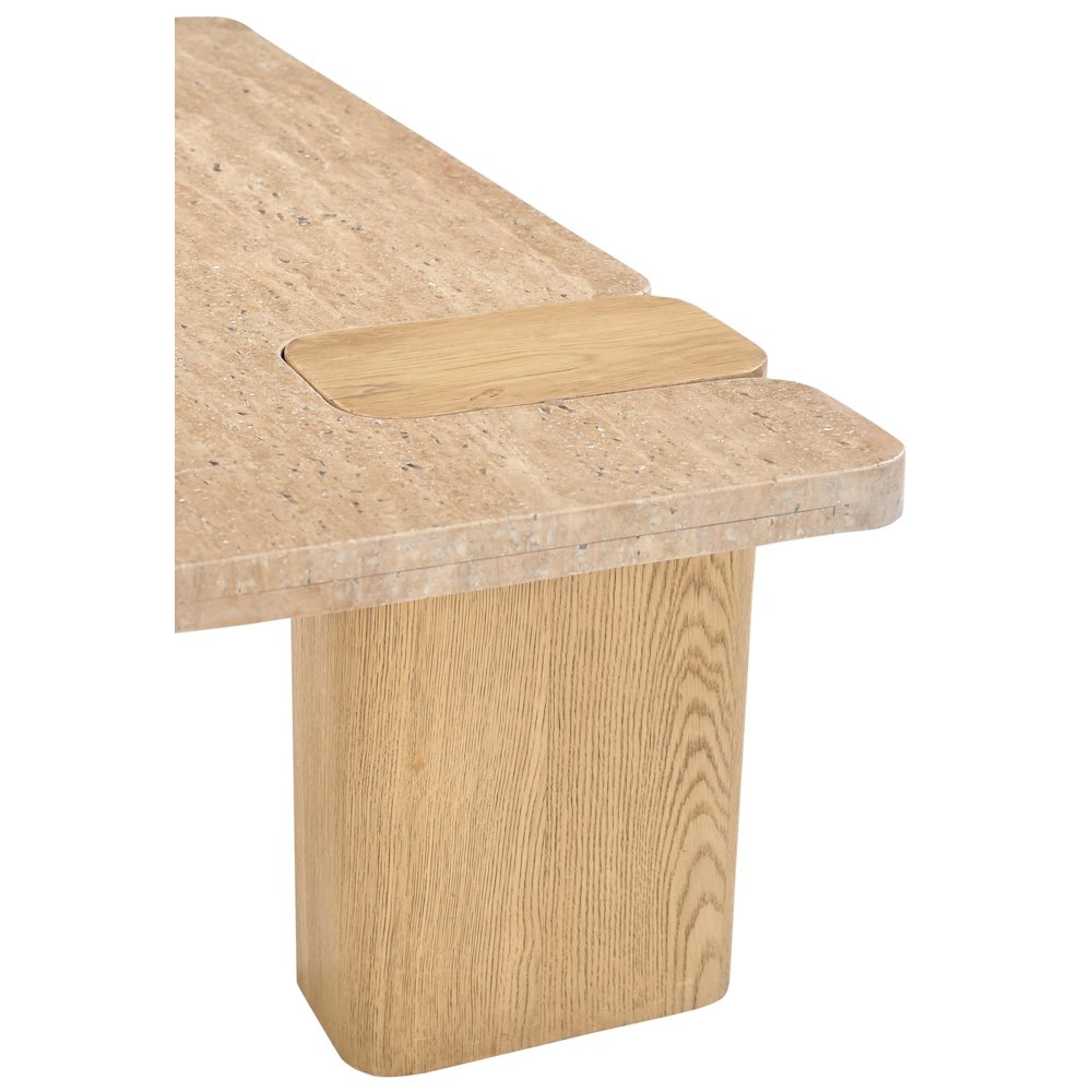 Ravenna Natural Genuine Travertine and Oak Wood Coffee Table