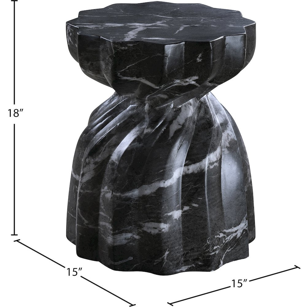 Caserta Black Marble Finish Concrete End Table