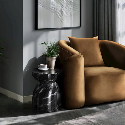 Caserta Black Marble Finish Concrete End Table