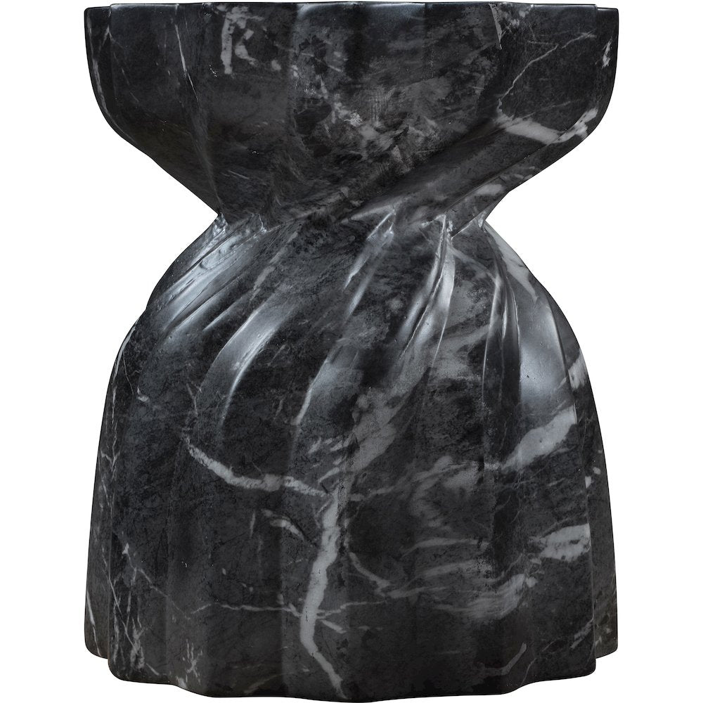 Caserta Black Marble Finish Concrete End Table