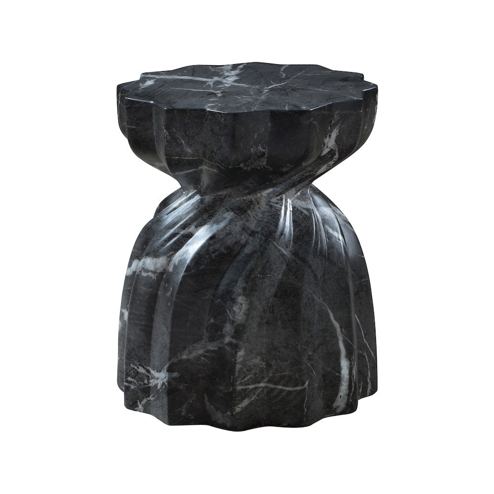 Caserta Black Marble Finish Concrete End Table