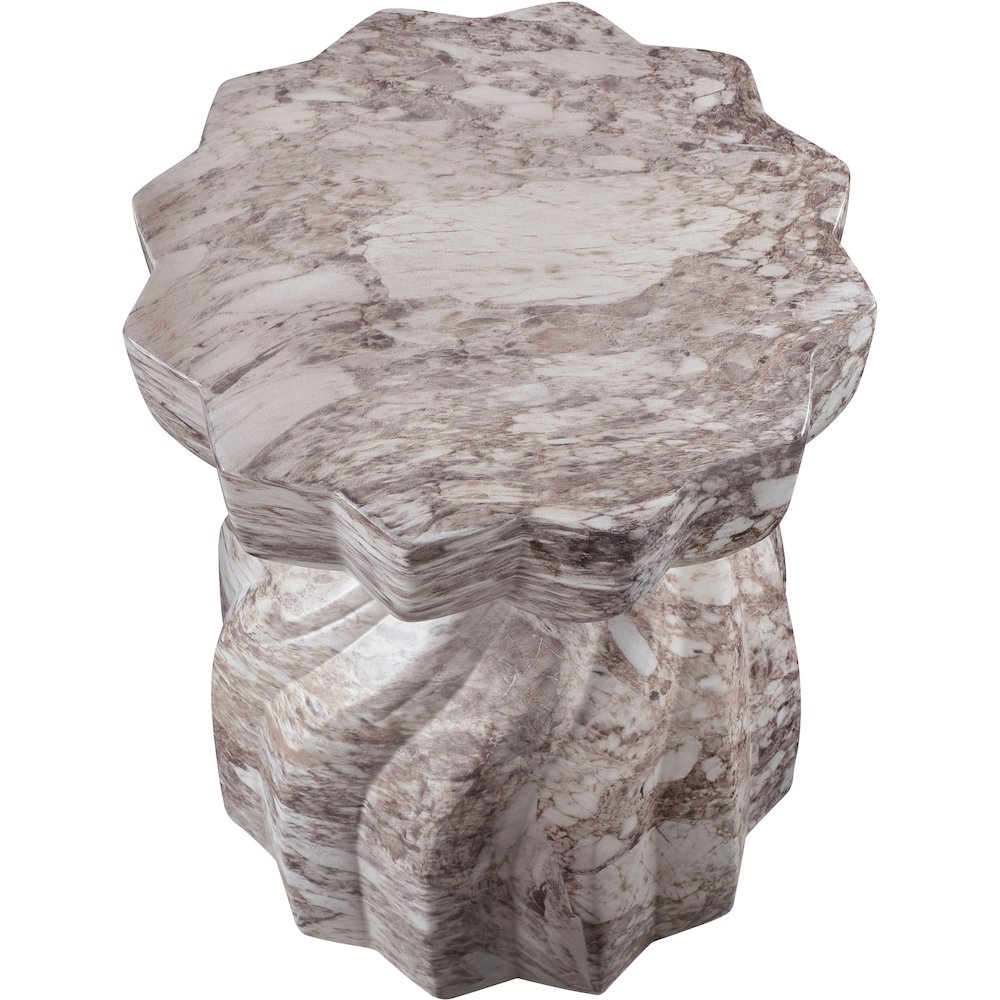 Caserta Brown Marble Finish Concrete End Table