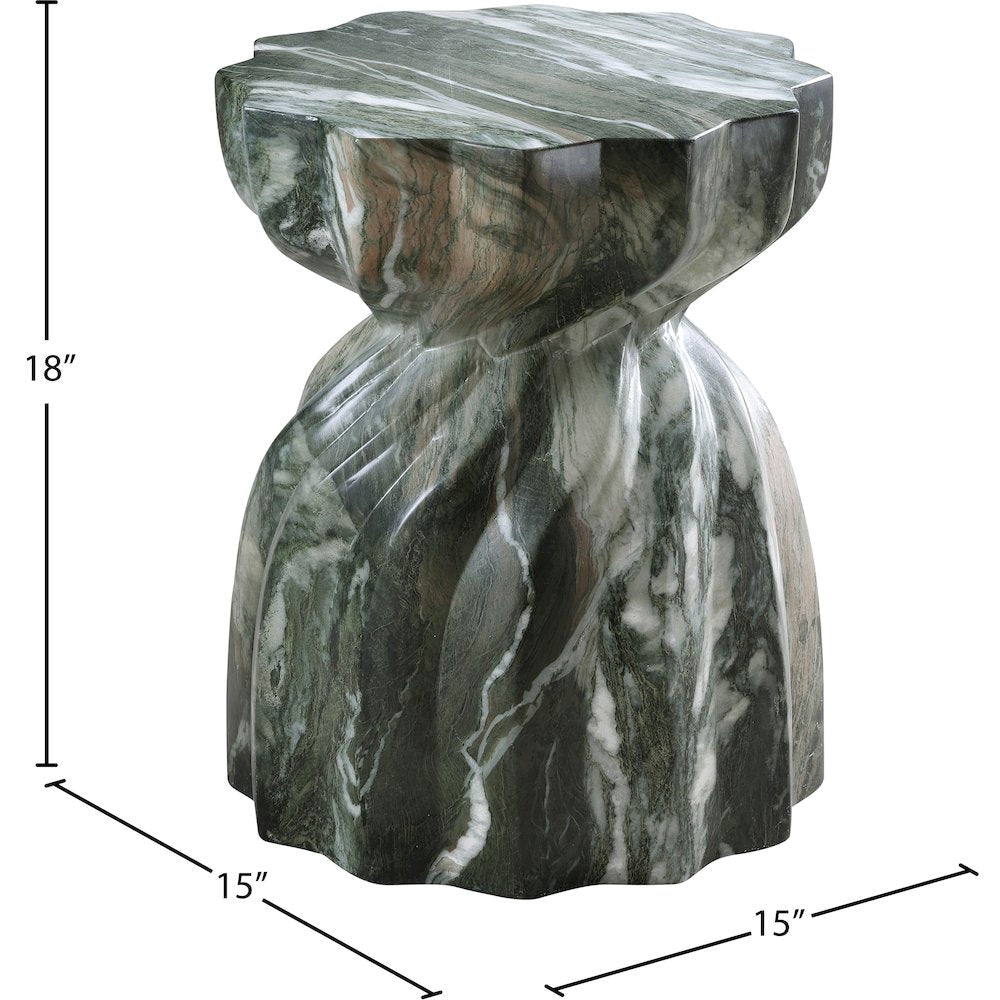Caserta Green Marble Finish Concrete End Table