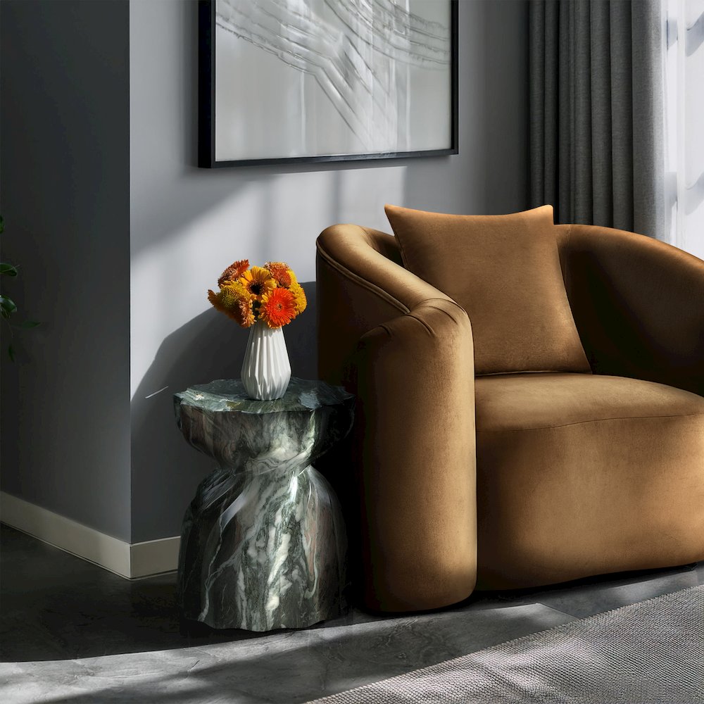 Caserta Green Marble Finish Concrete End Table