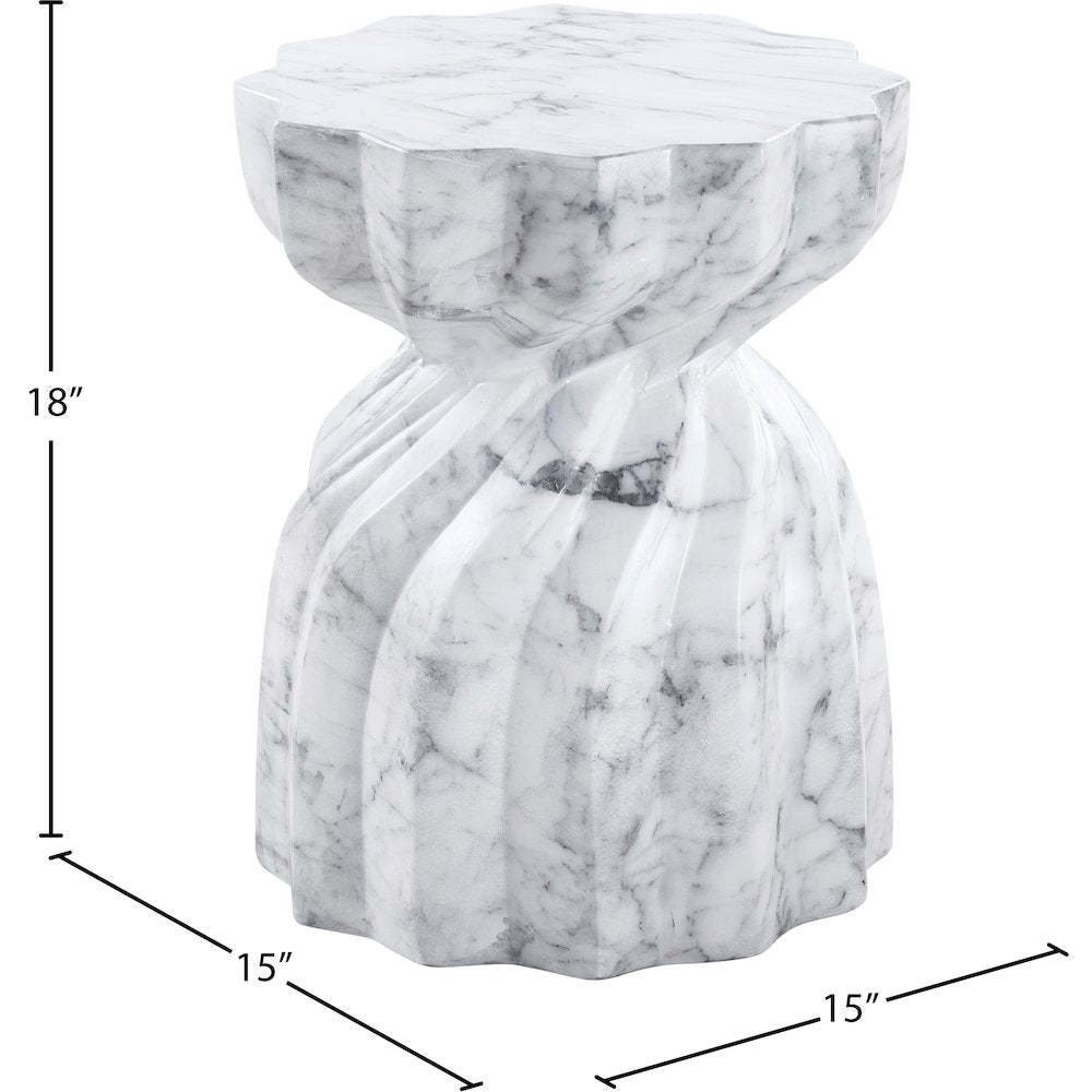 Caserta White Marble Finish Concrete End Table