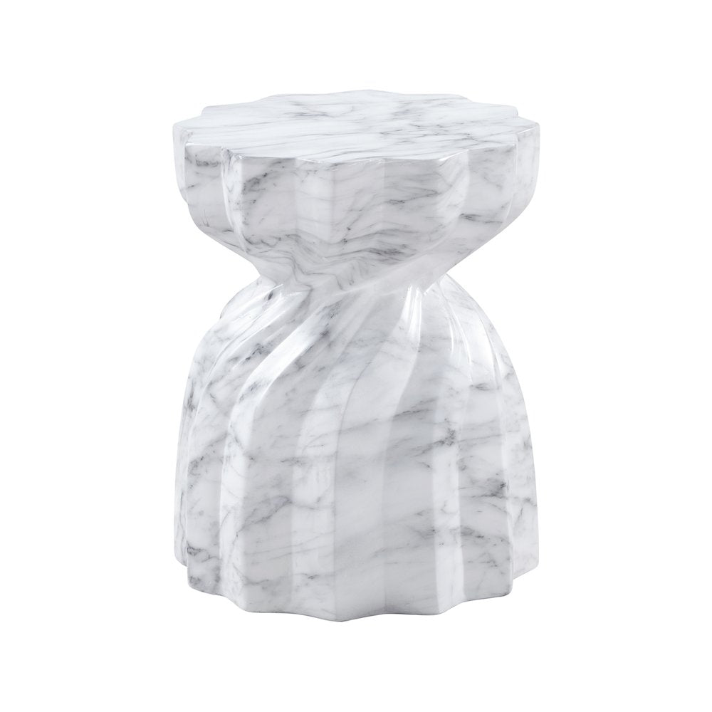 Caserta White Marble Finish Concrete End Table