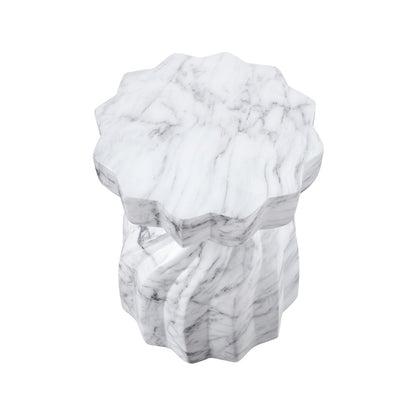Caserta White Marble Finish Concrete End Table