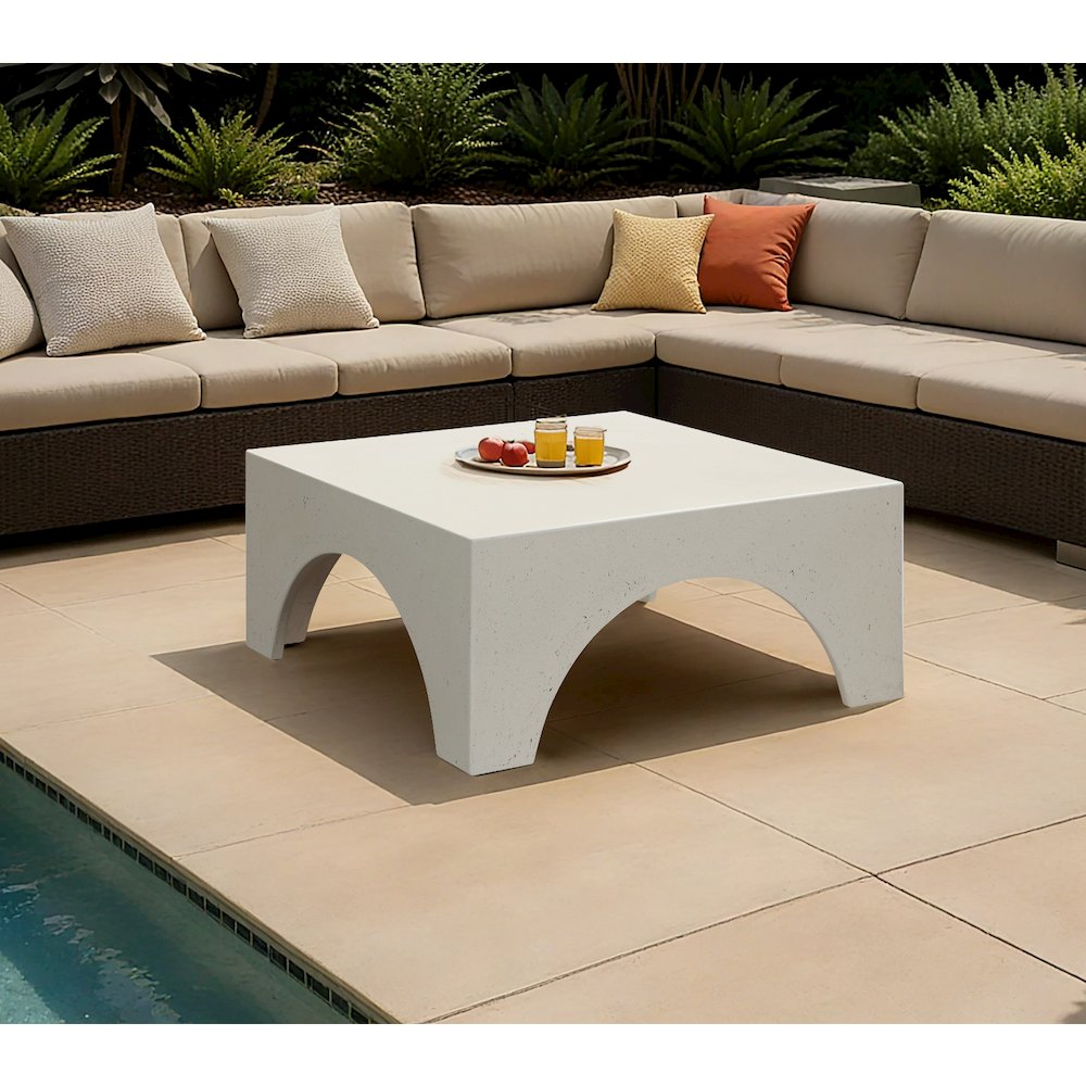 Renza Cream Concrete And Fiberglass Indoor / Outdoor Coffee Table