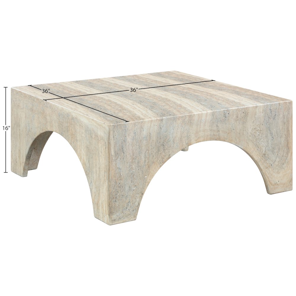 Renza Travertine Concrete And Fiberglass Indoor / Outdoor Coffee Table