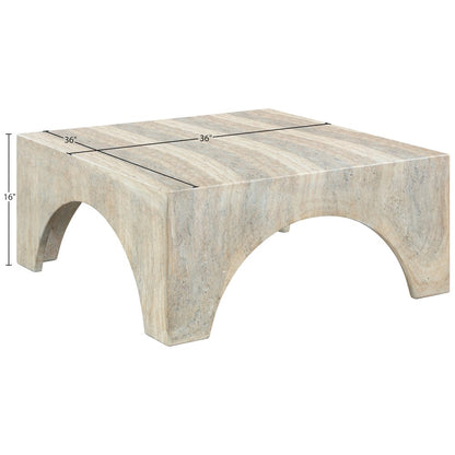 Renza Travertine Concrete And Fiberglass Indoor / Outdoor Coffee Table