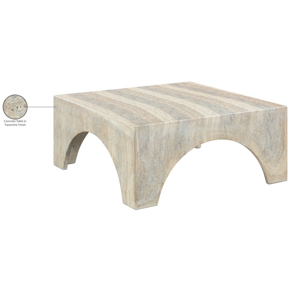 Renza Travertine Concrete And Fiberglass Indoor / Outdoor Coffee Table