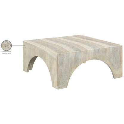 Renza Travertine Concrete And Fiberglass Indoor / Outdoor Coffee Table