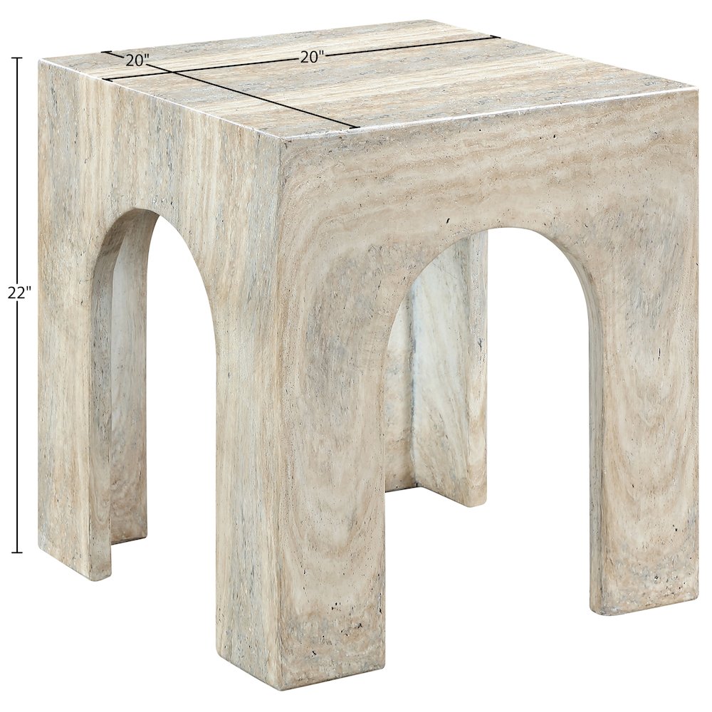 Renza Travertine Concrete And Fiberglass Indoor / Outdoor End Table