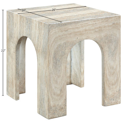 Renza Travertine Concrete And Fiberglass Indoor / Outdoor End Table