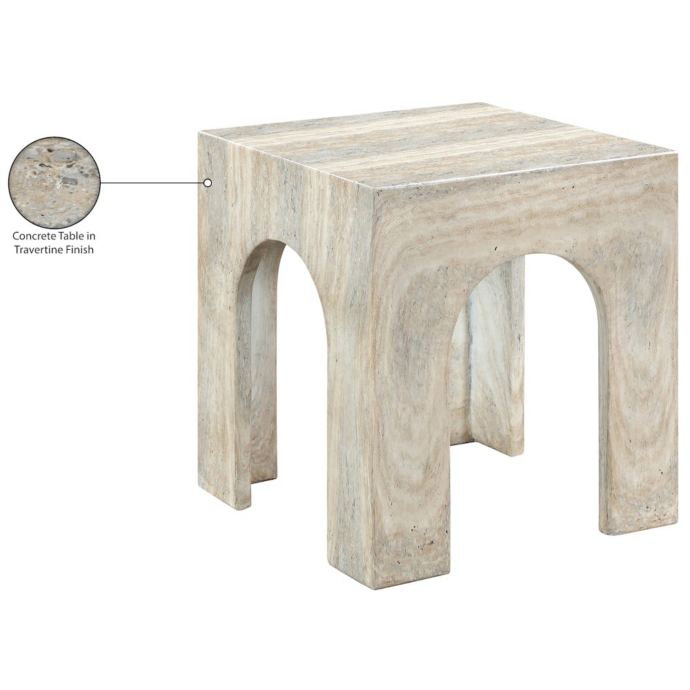 Renza Travertine Concrete And Fiberglass Indoor / Outdoor End Table