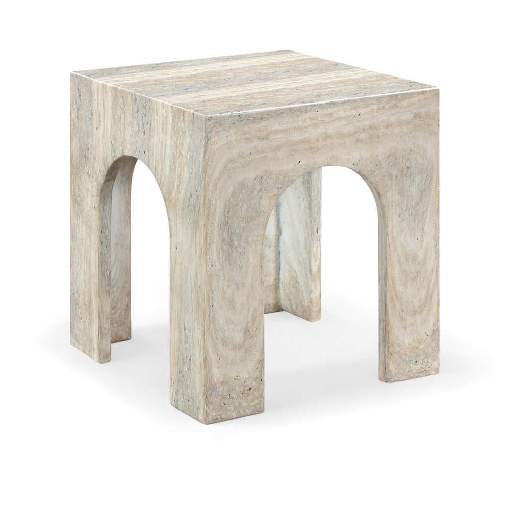 Renza Travertine Concrete And Fiberglass Indoor / Outdoor End Table
