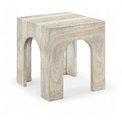 Renza Travertine Concrete And Fiberglass Indoor / Outdoor End Table