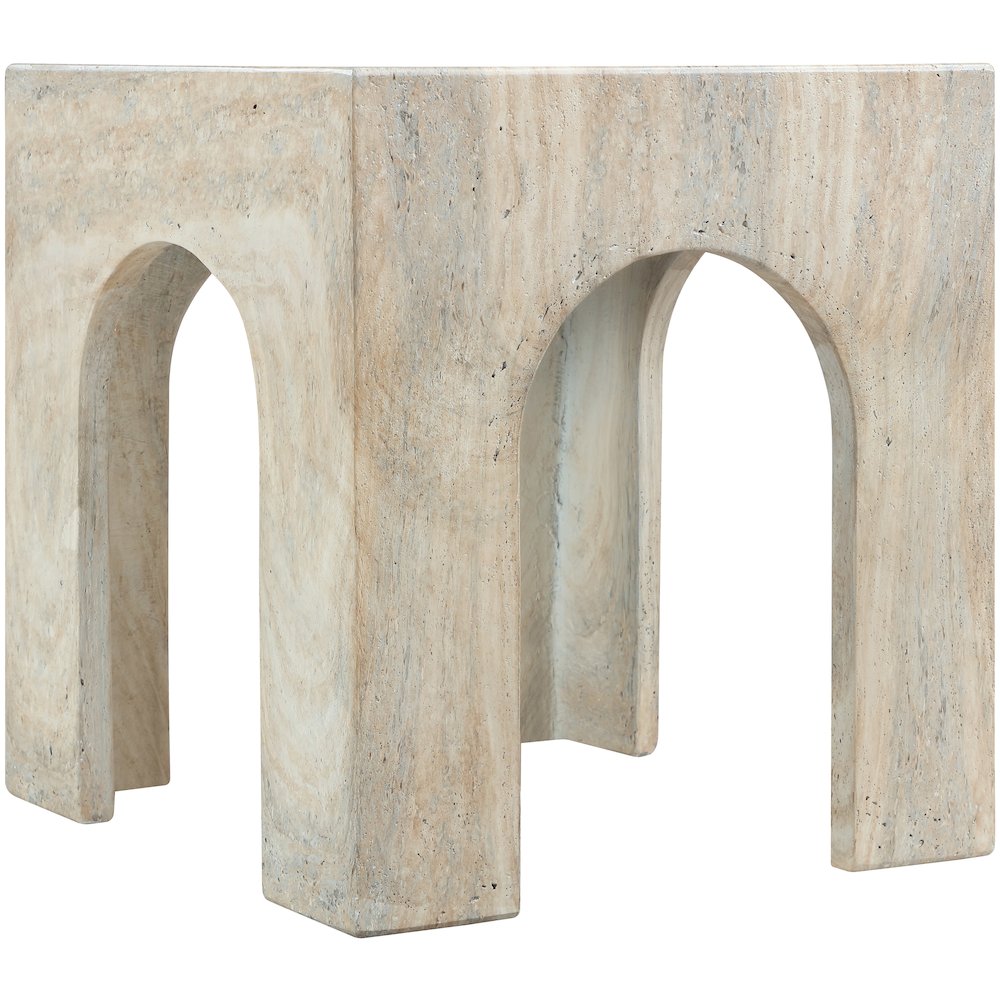 Renza Travertine Concrete And Fiberglass Indoor / Outdoor End Table