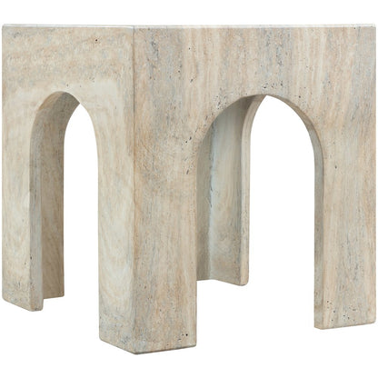 Renza Travertine Concrete And Fiberglass Indoor / Outdoor End Table