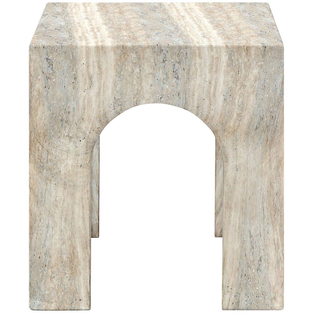 Renza Travertine Concrete And Fiberglass Indoor / Outdoor End Table