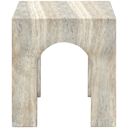 Renza Travertine Concrete And Fiberglass Indoor / Outdoor End Table