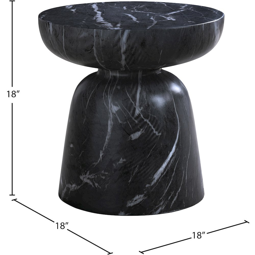 Avellino Black Marble Finish Concrete End Table