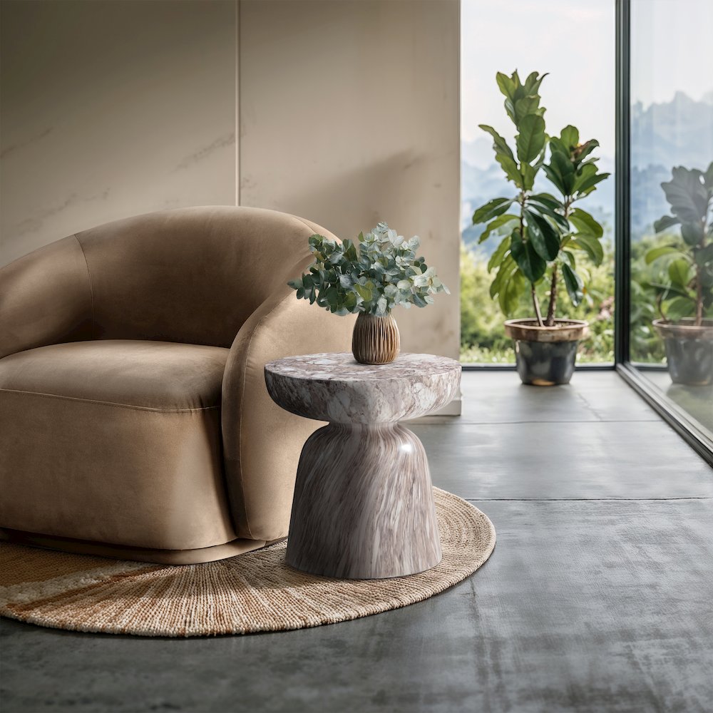 Avellino Brown Marble Finish Concrete End Table