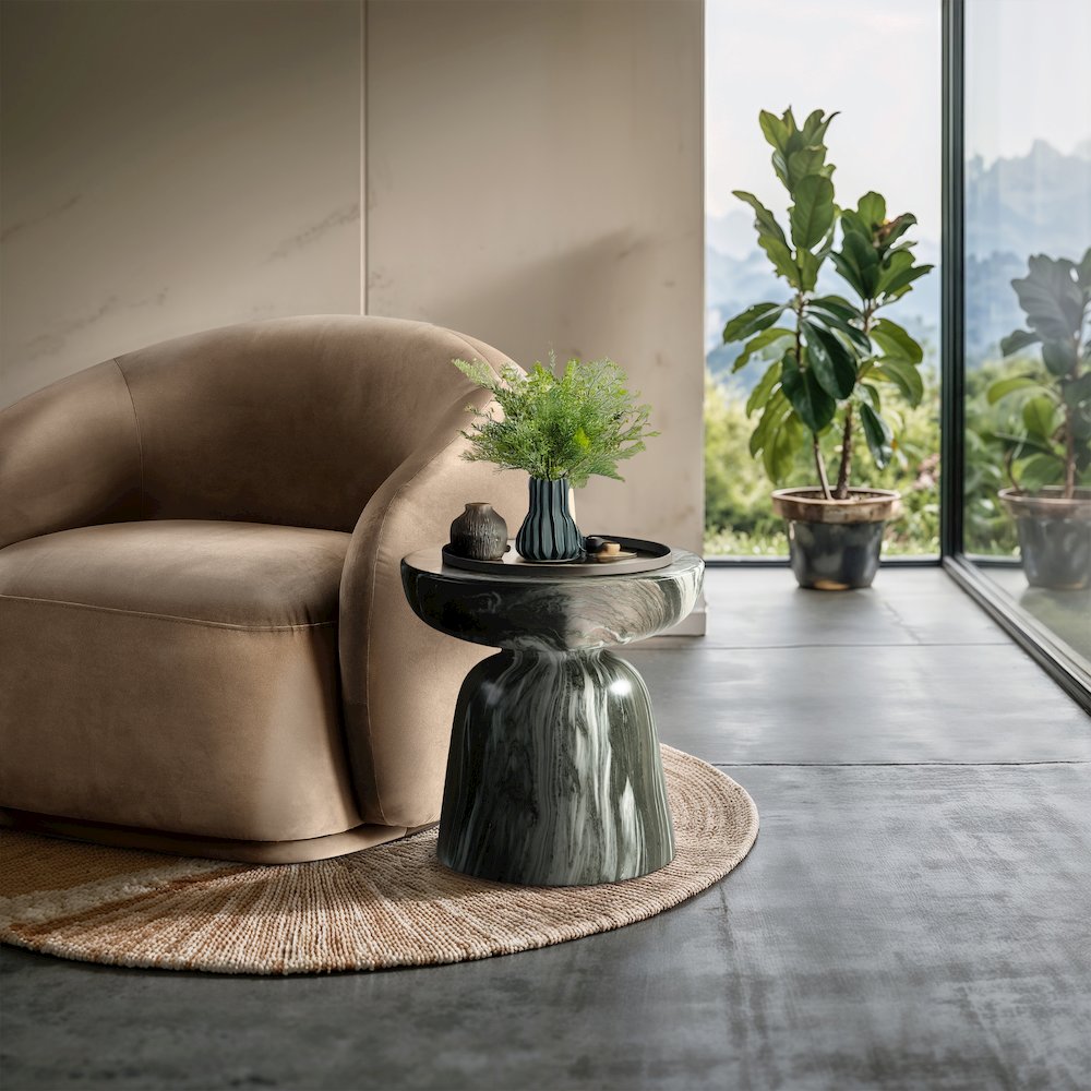 Avellino Green Marble Finish Concrete End Table