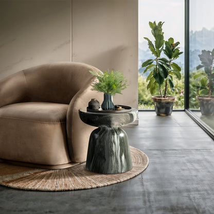 Avellino Green Marble Finish Concrete End Table